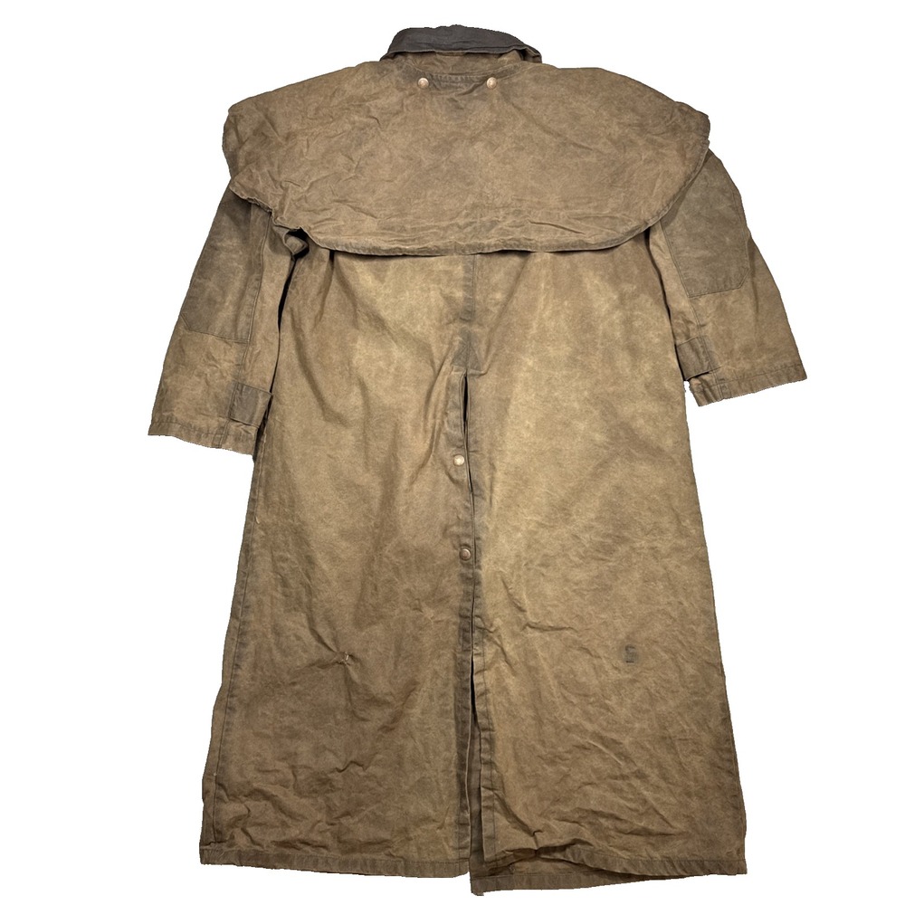 The Australian Outback Collection Oilskin Duster Jacket Small Brown Distressed - Picture 2 of 11